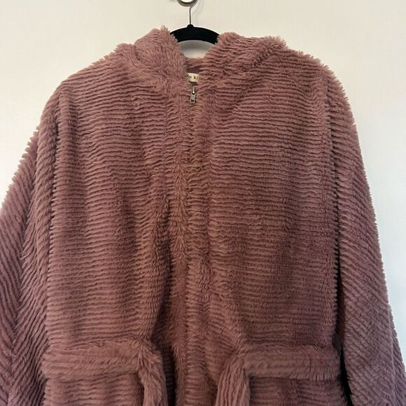 Moon River Faux Fur Taupe Full Zip Jacket Size L Mob Wife Cruella Deville - Picture 3 of 13